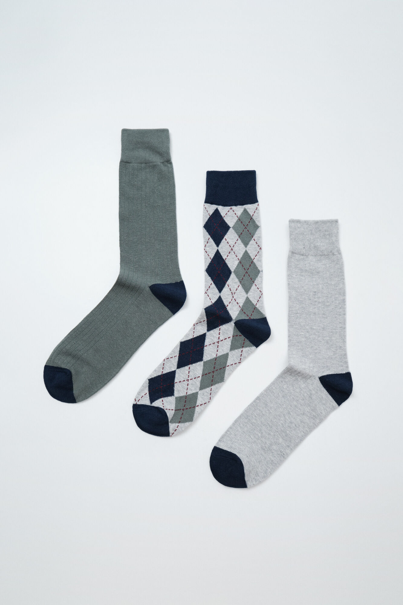 Women'secret Pack 3 calcetines lisos rombos gris