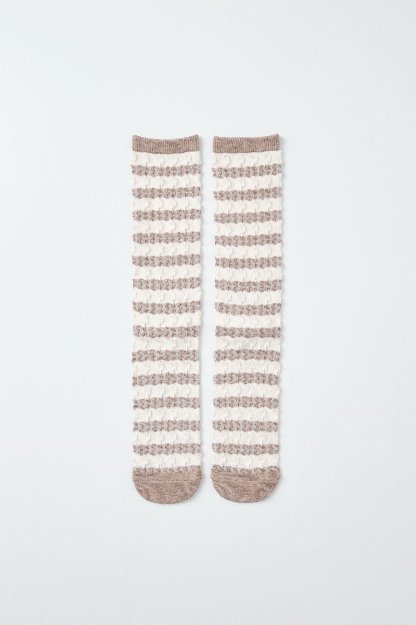 Women'secret Calcetines largos de rayas marr&oacute;n