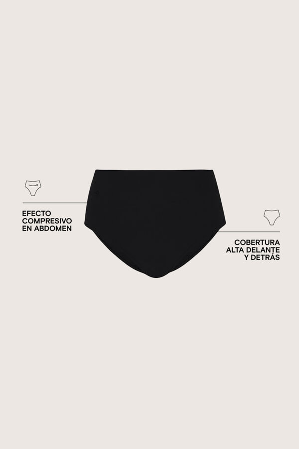 Womensecret Panty de bikini moldeador de cintura alta negra negro