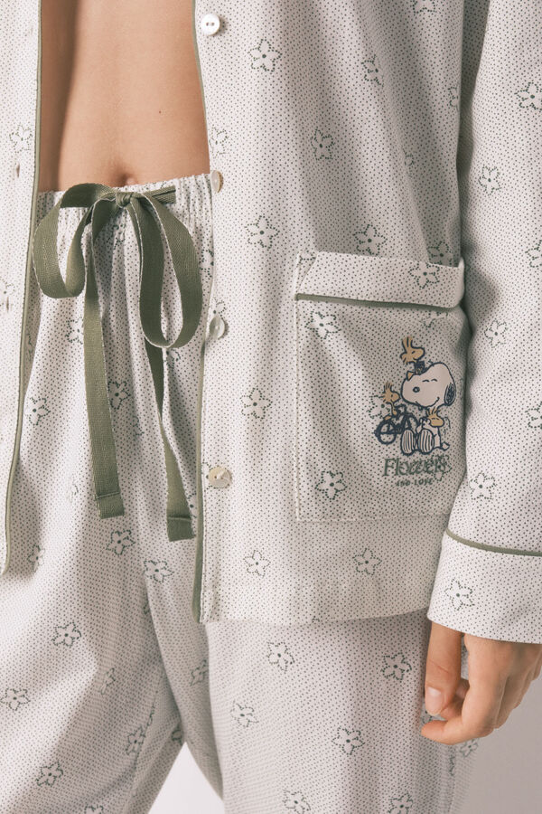 Women'secret Pijama camisera largo de Snoopy 100% algodón marfil