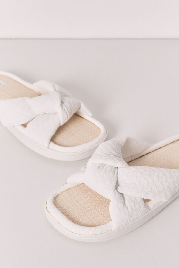 Women'secret Sandalias de nudo y rafia marfil