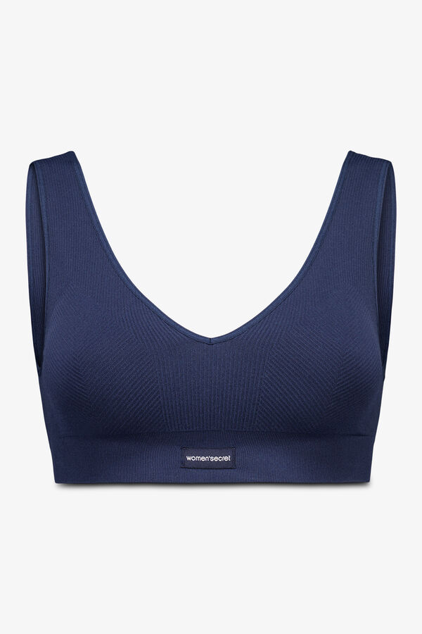 Women'secret LOVELY top sin costuras costuras de canalé azul oscuro azul