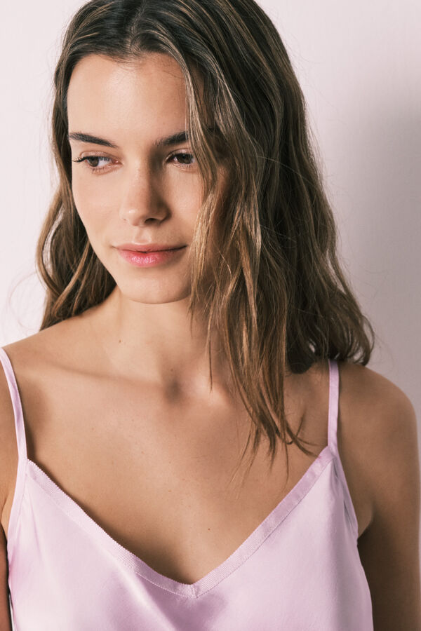 Women'secret Pijama larga de sat&eacute;n lila morado/lila