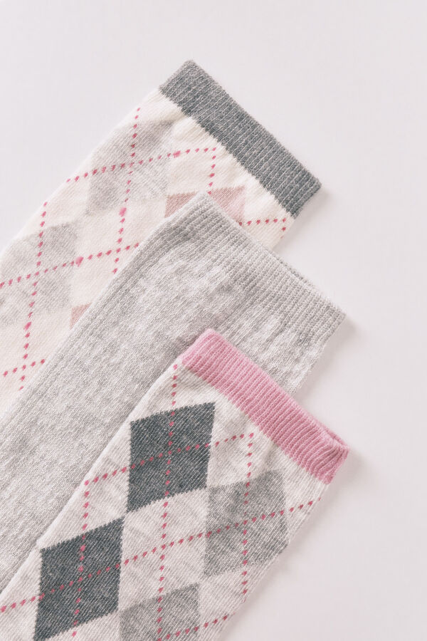 Women'secret Pack de 3 calcetines largos de rombos  estampado