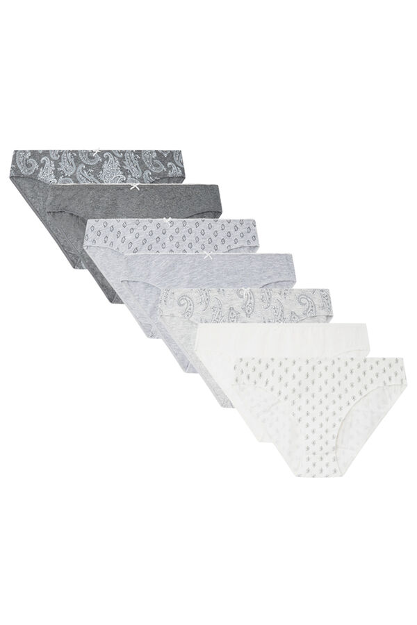 Womensecret Pack 7 panties algodón gris estampado