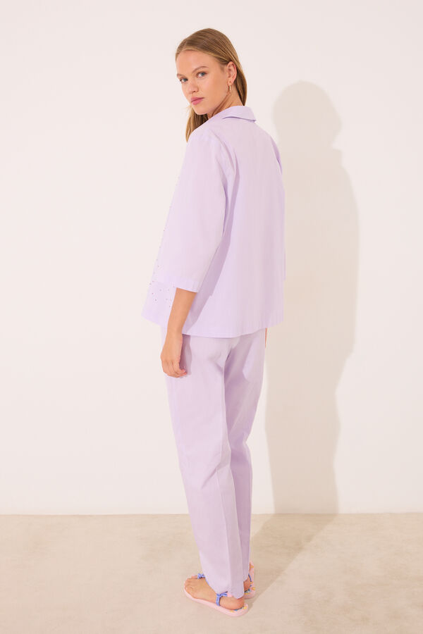 Womensecret Pijama larga camisera lila strass  morado/lila