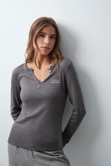Women'secret Playera manga larga de algod&oacute;n gris gris