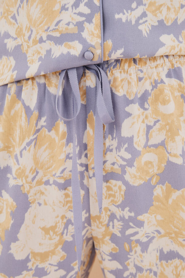 Womensecret Pijama camisera larga flores lila estampado