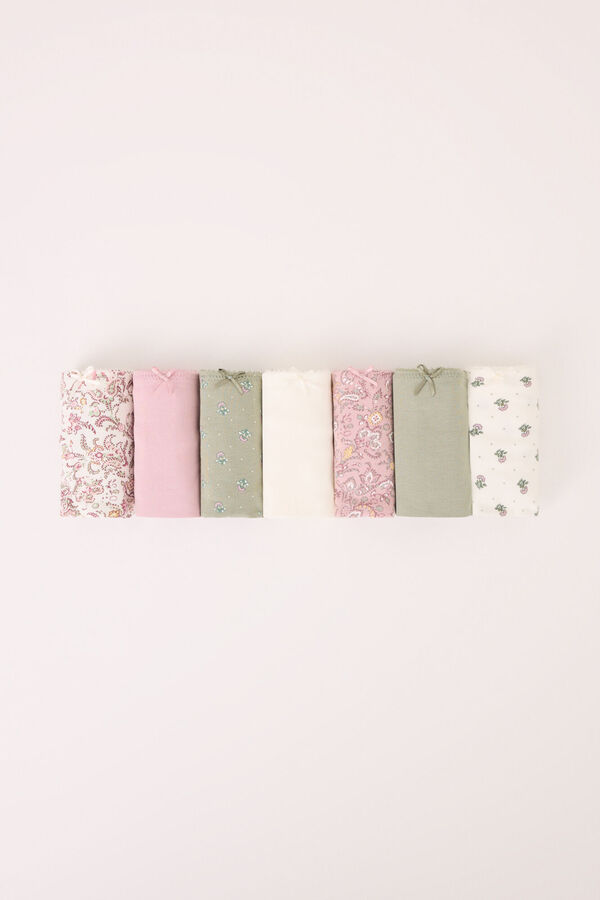 Womensecret Pack de 7 panties clásica de algodón con estampado multicolor estampado