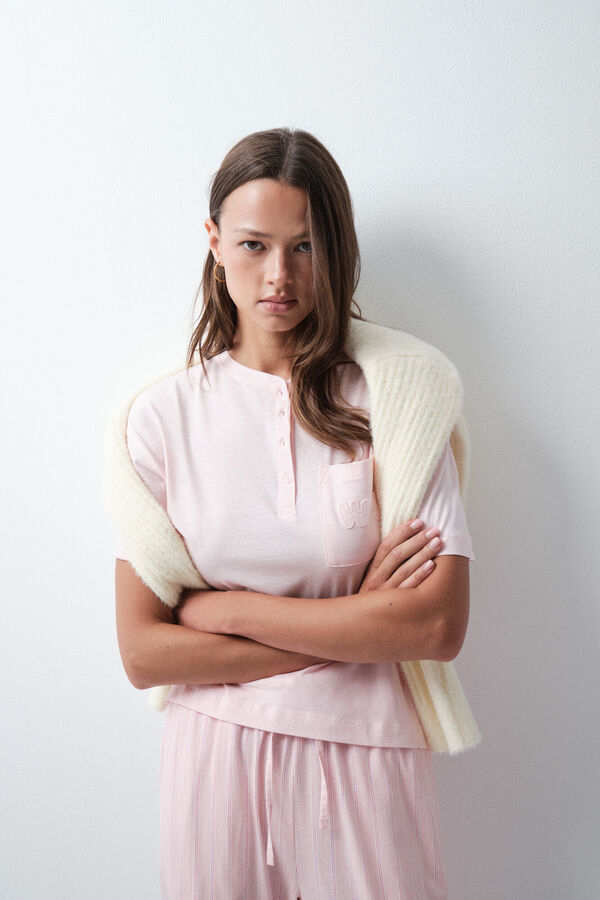 Women'secret Playera de algod&oacute;n rosa rosa
