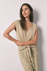 Women'secret Pijama larga de algod&oacute;n con nudo kaki