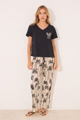 Womensecret Pijama 100% algodón con estampado de Mickey Mouse negro