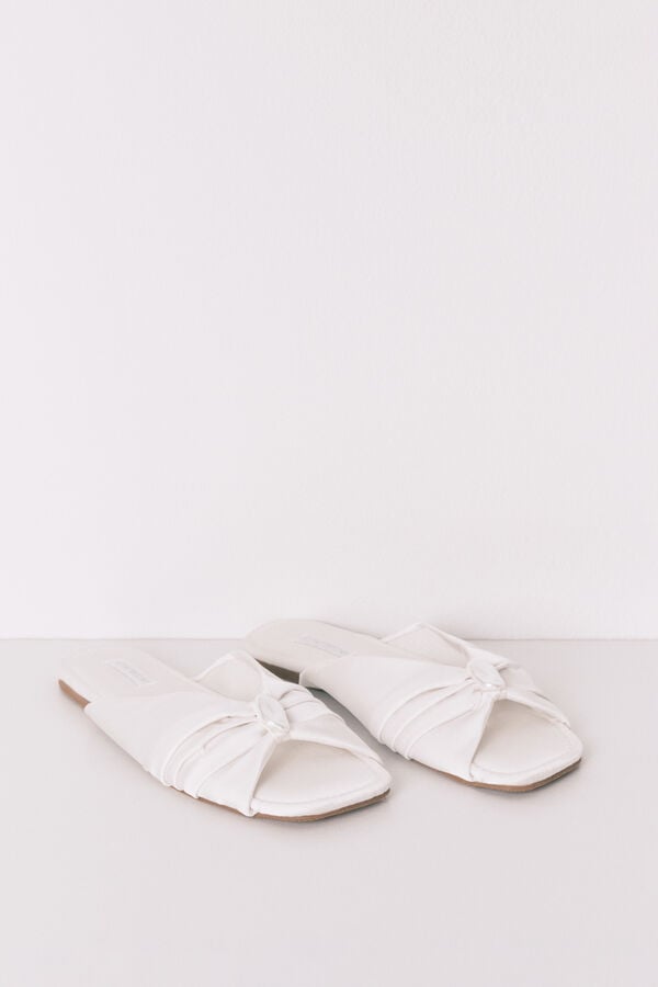 Women'secret Pantuflas satén blancas marfil