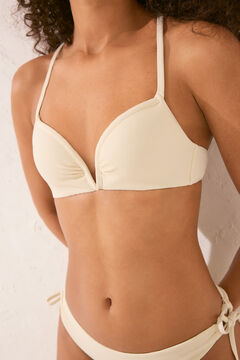 Womensecret Top de bikini texturizada de color blanco crema marfil