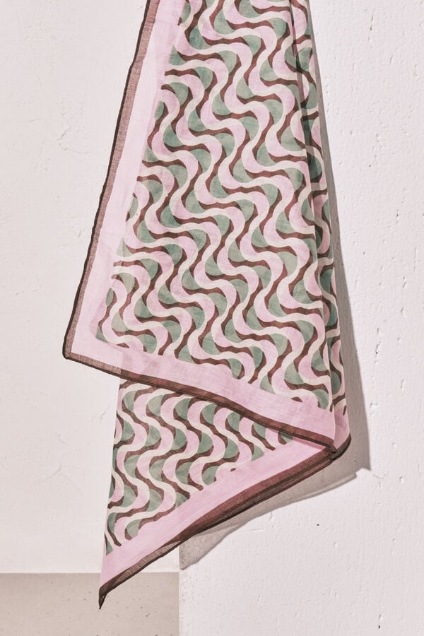 Women'secret Pa&ntilde;uelo estampado geom&eacute;trico de algod&oacute;n estampado