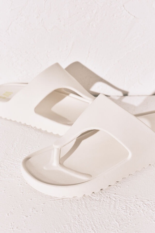 Women'secret Chanclas de goma eva blanco marfil