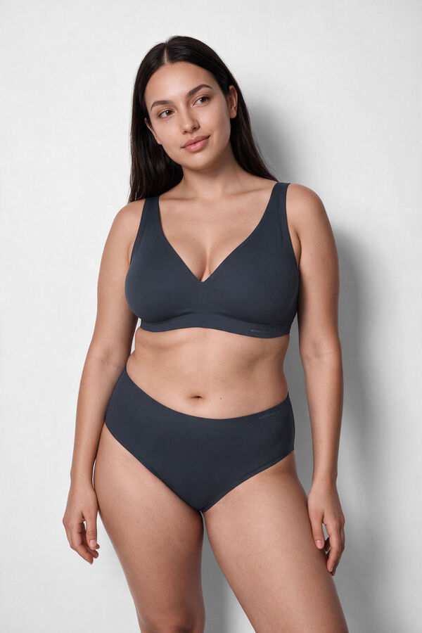 Women'secret Panty cl&aacute;sica de microfibra acanalada azul azul