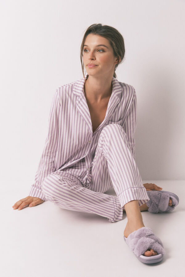 Womensecret Pantuflas con pelo lila morado/lila