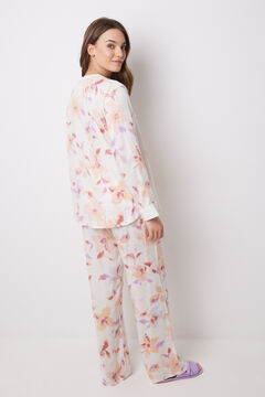Womensecret Pijama camisera larga viscosa flores blanco