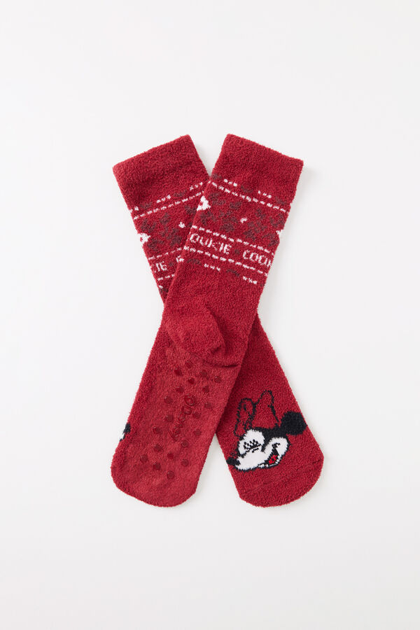 Womensecret Calcetines tricot rojo Mickey y Minnie beige