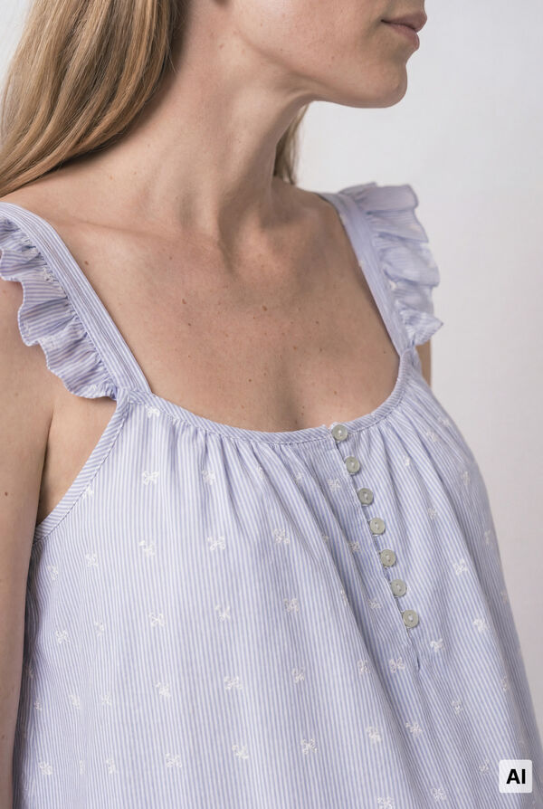 Women'secret Camis&oacute;n maternity de tirantes con volante de algod&oacute;n azul azul