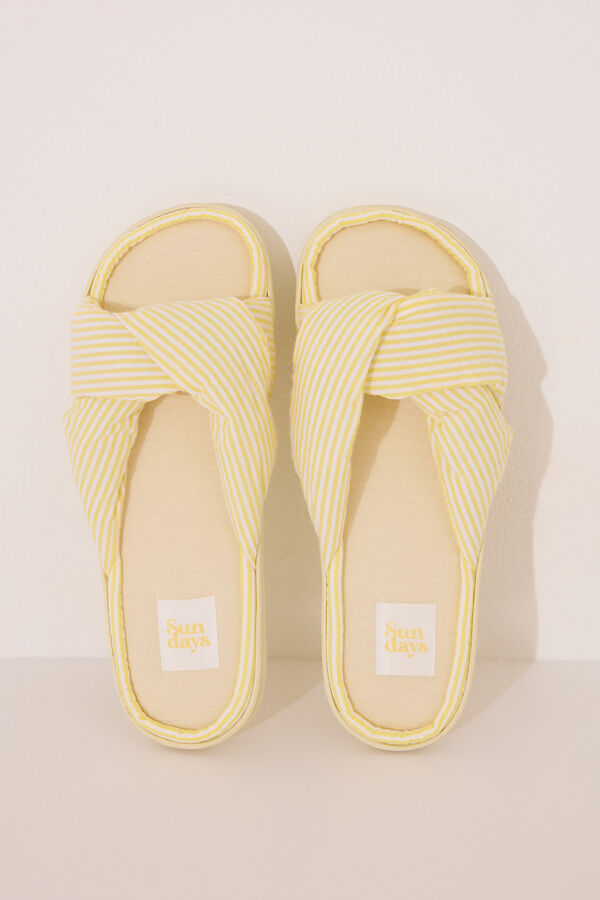 Womensecret Pantuflas para casa de seersucker amarillas amarillo