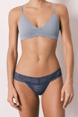 Women'secret Tanga de encaje animal print azul estampado