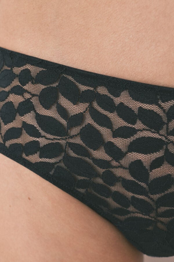 Women'secret Panty brasile&ntilde;o ancho de encaje negro negro