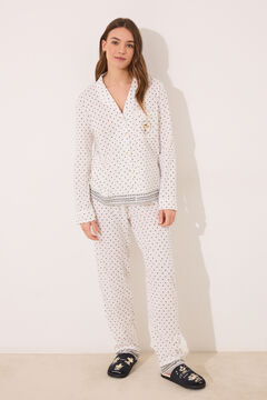 Womensecret Pijama camisera de algodón con puntos de Snoopy marfil