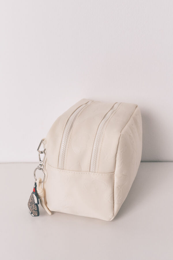 Women'secret Neceser grande de neopreno con estampado de Snoopy en color blanco marfil