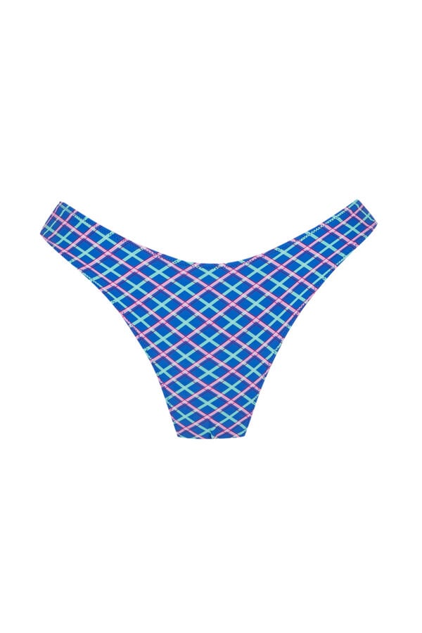Women'secret Panty de bikini brasile&ntilde;o efecto U a cuadros azul estampado