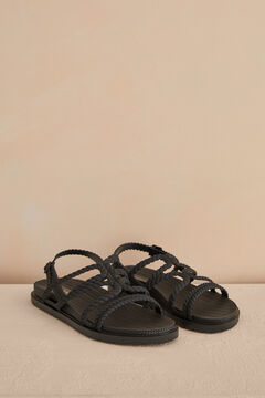 Womensecret Sandalias negras tiras cruzadas negro