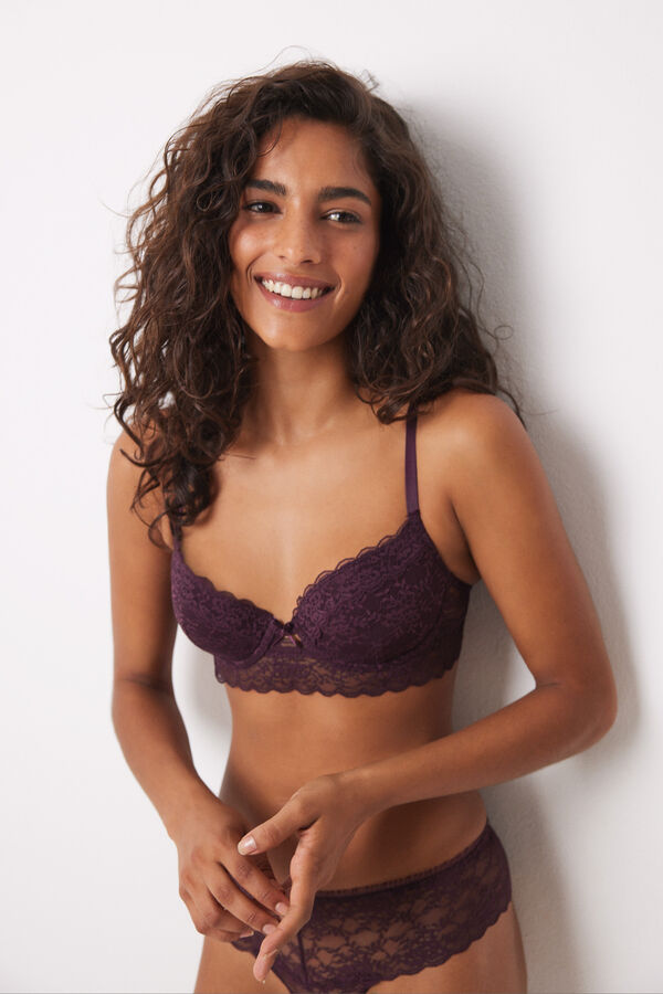 Womensecret BEAUTIFUL brasier clásico relleno encaje burdeos morado/lila