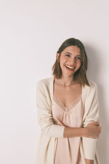 Womensecret camisón de satén con encaje naranja naranja