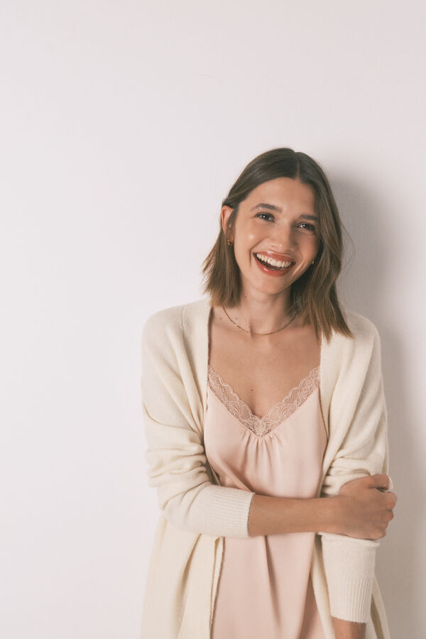 Womensecret camisón de satén con encaje naranja naranja