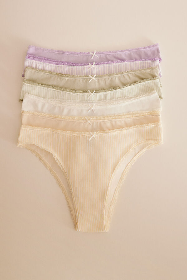 Womensecret Pack 7 panties brasileños algodón rayas estampado