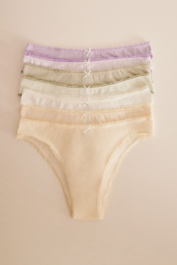 Womensecret Pack 7 panties brasileños algodón rayas estampado
