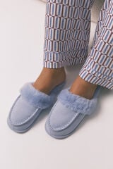 Women'secret Pantuflas para casa de piel sintética color lila morado/lila