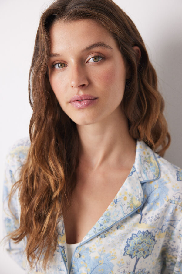 Womensecret Pijama larga camisera algodón allover paisaje estampado