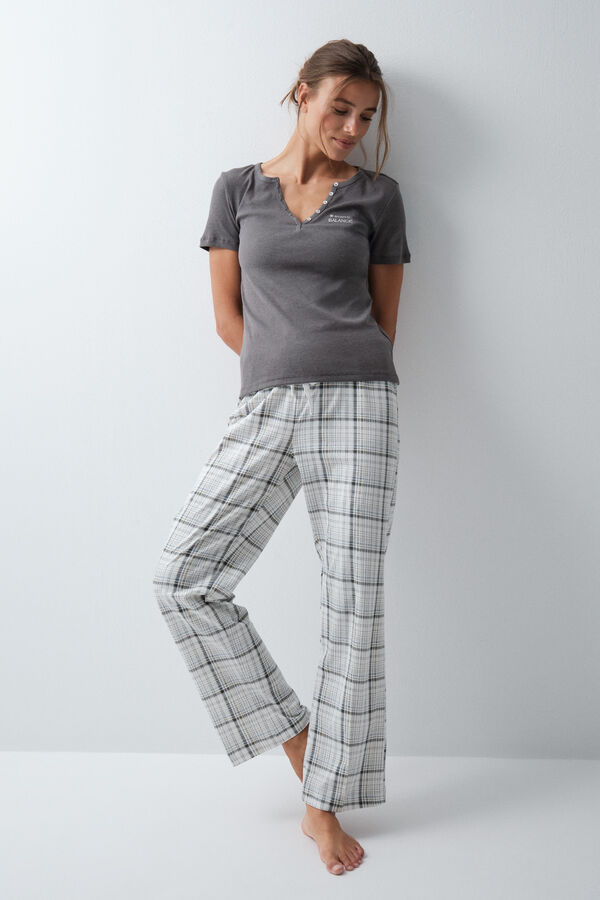 Women'secret Playera manga corta de algod&oacute;n gris gris