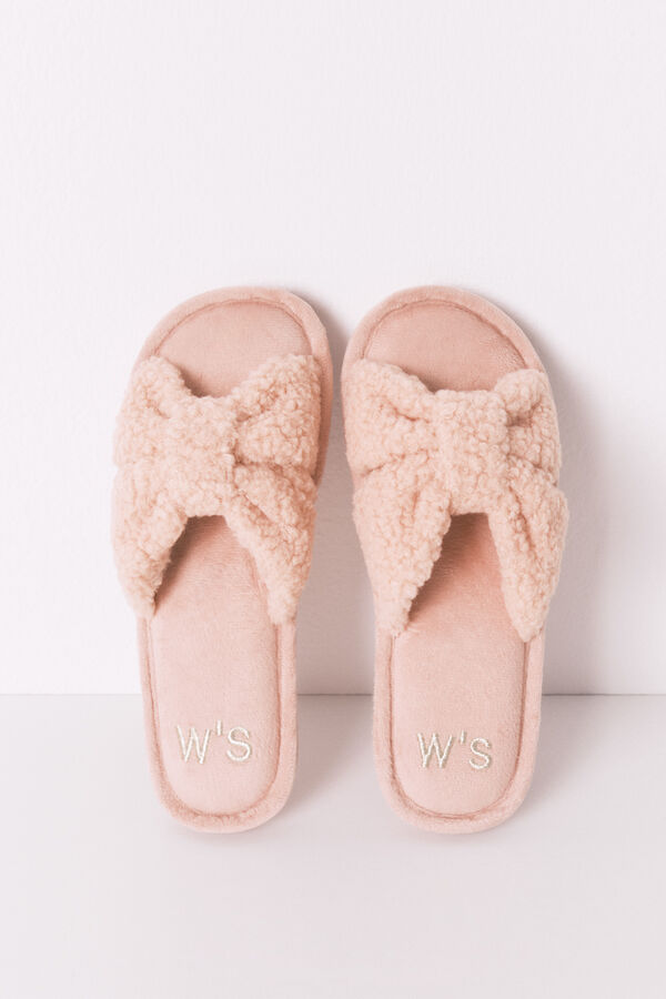 Womensecret Pantufla rosas de borrego rosa