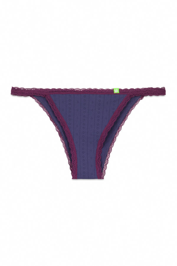 Womensecret Panty brasileño de pointelle azul sin costuras azul