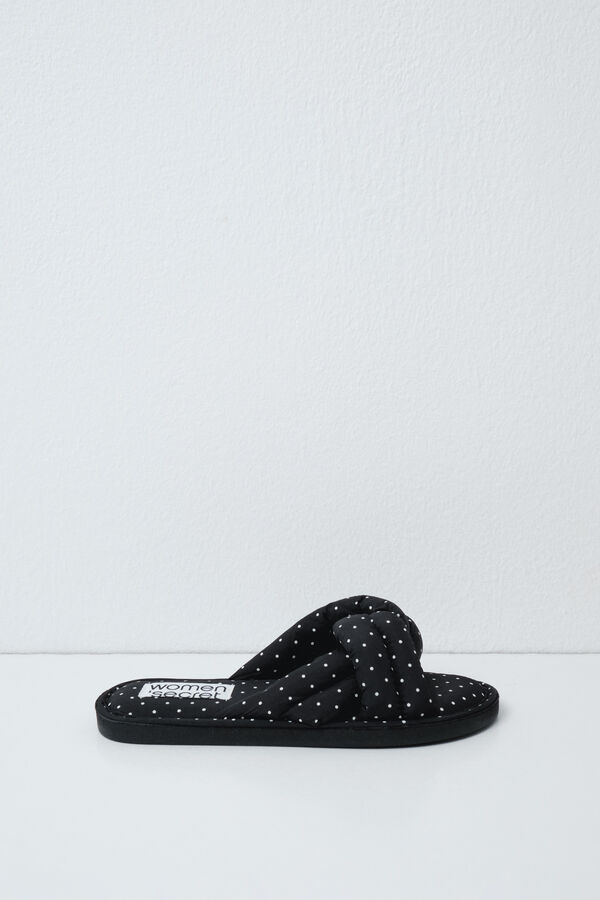 Women'secret Pantunflas de nudo con puntos negro
