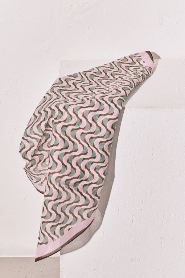 Women'secret Pa&ntilde;uelo estampado geom&eacute;trico de algod&oacute;n estampado