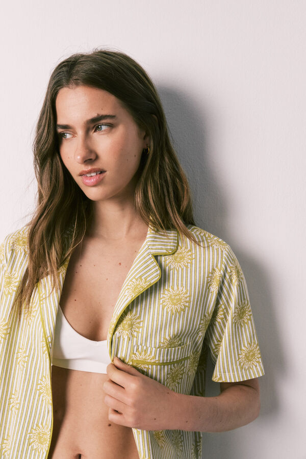 Women'secret Pijama camisera de algod&oacute;n soles verde estampado