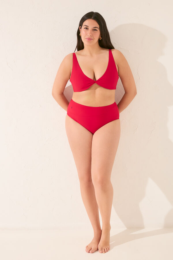 Womensecret Top de bikini con cuello halter y capacidad roja rojo