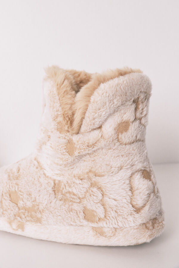 Women'secret Pantuflas para casa de bota alta de Snoopy beige