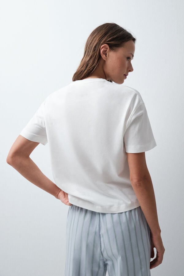 Women'secret Playera de algod&oacute;n blanca blanco