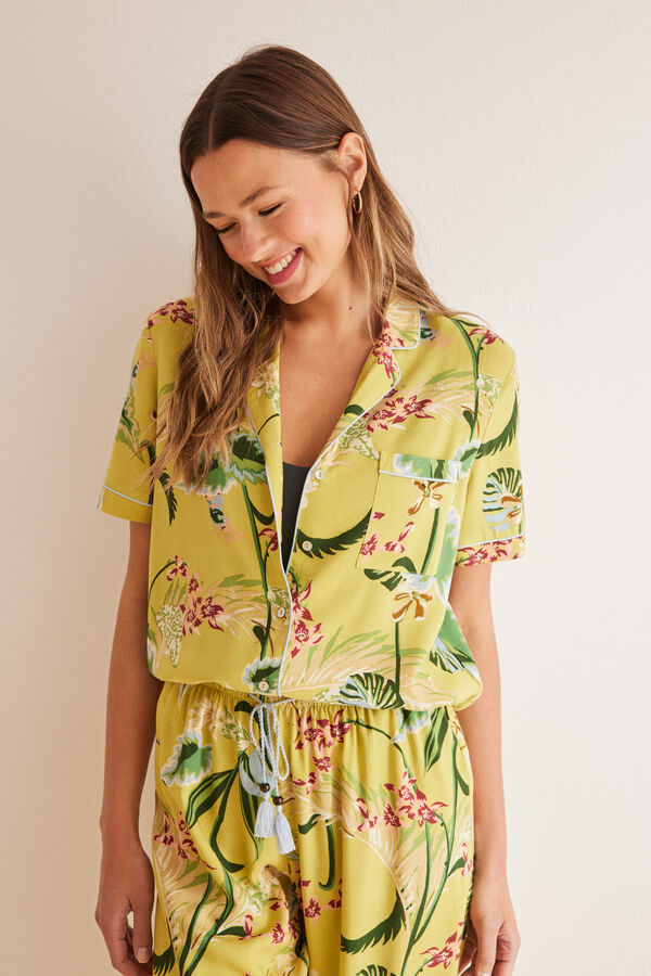 Womensecret Pijama camisera tropical Capri estampado