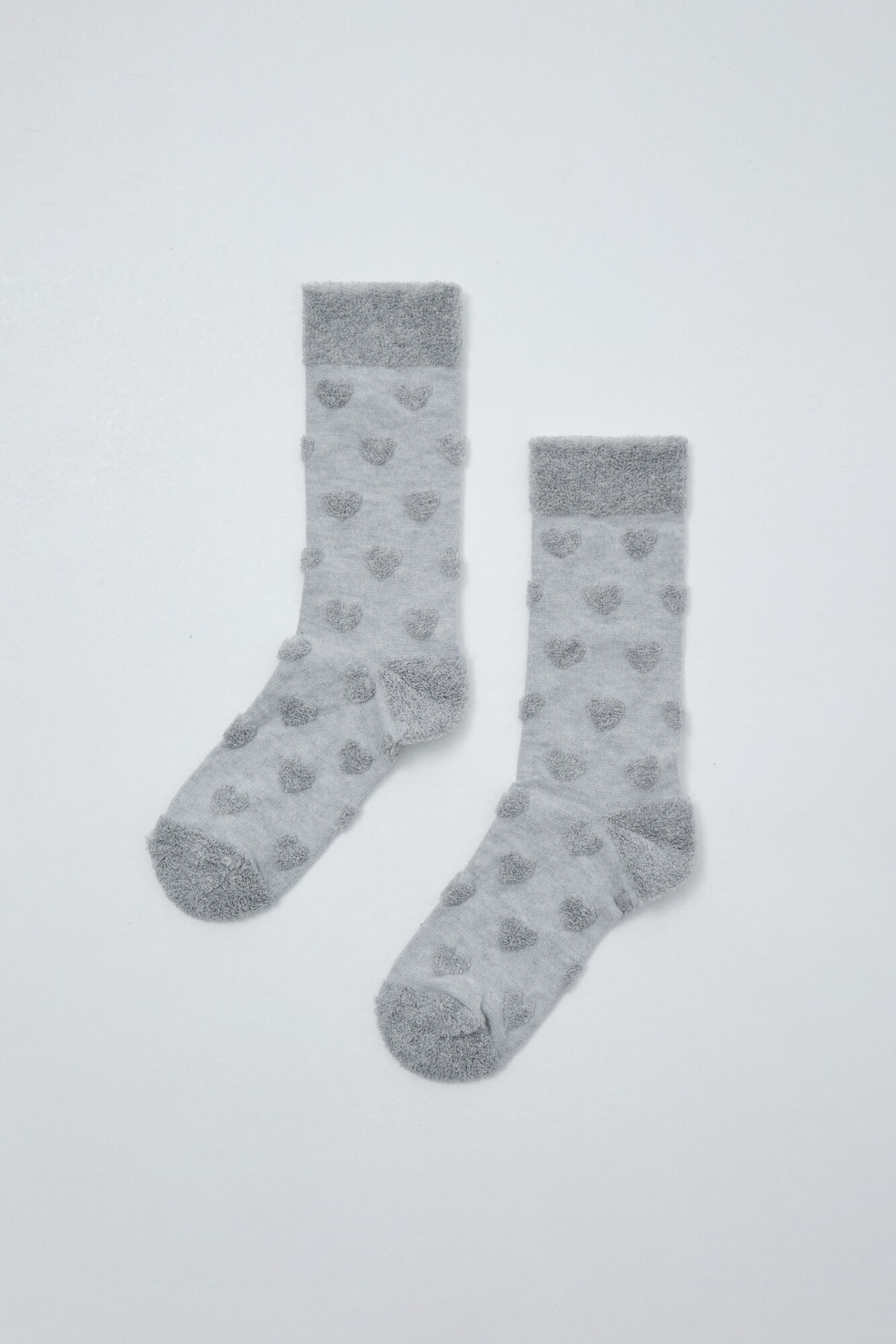 Women'secret Calcetines largos con textura de corazones gris